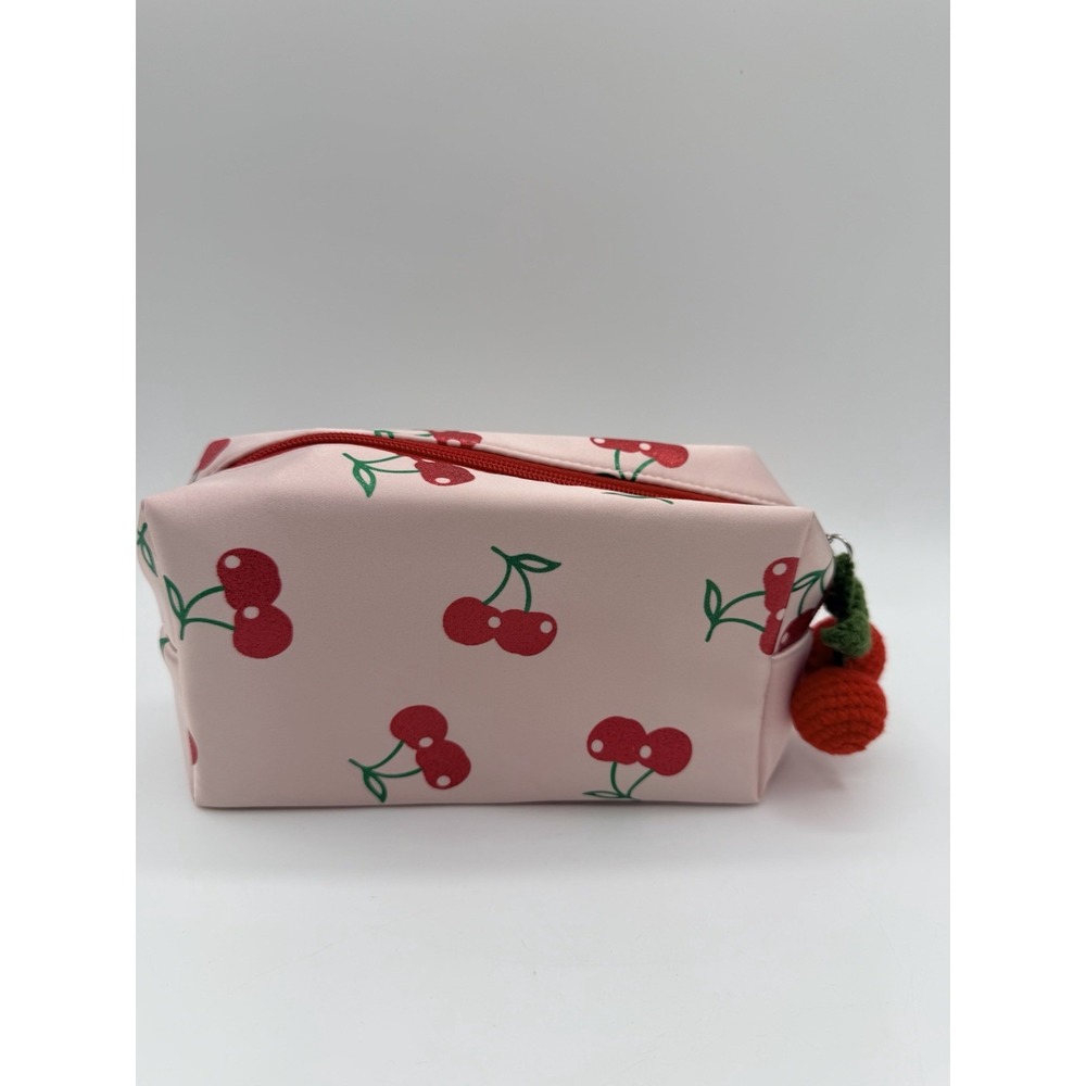 Ulta Cherry Charm Print Pink Cosmetic Makeup Tote Bag NEW 7" x 2" x 4" GWP